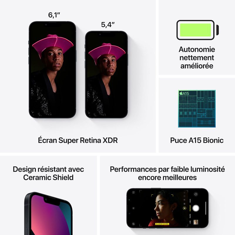 apple iPhone 13 minuit caractèristiques
