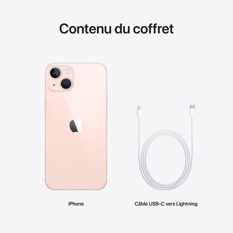 Apple iPhone 13 128 go rose contenu coffret