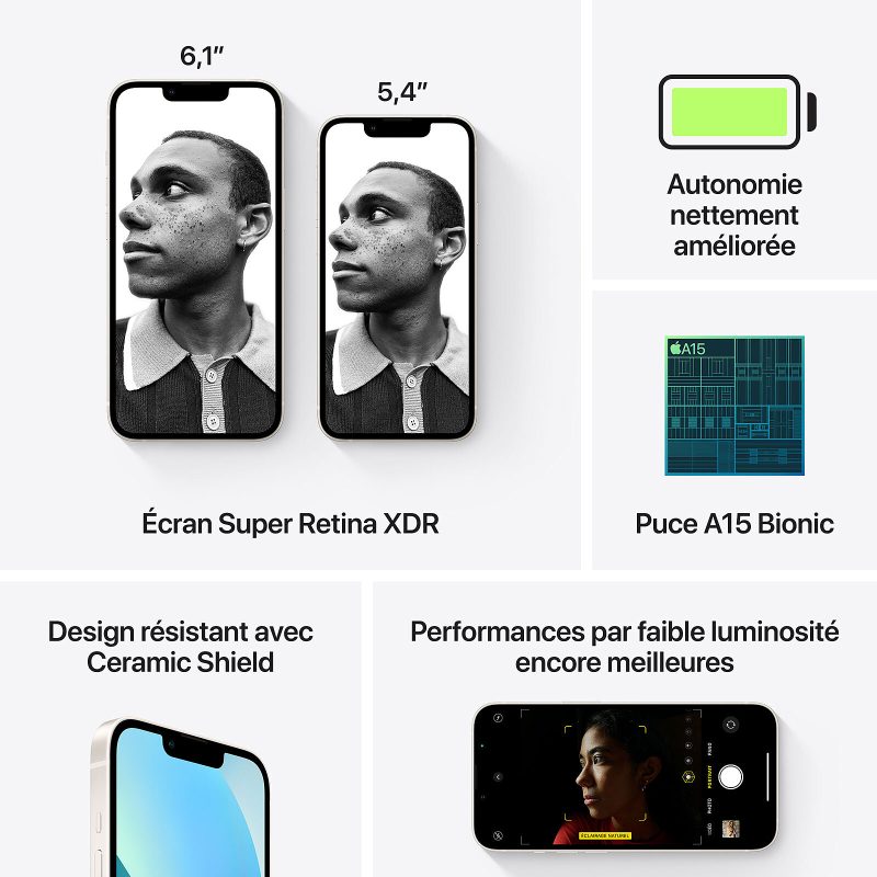Apple iPhone 13 128 go Blanc caractéristiques