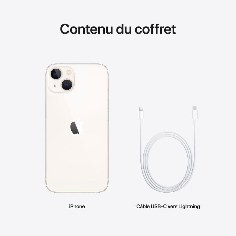 Apple iPhone 13 128 go Blanc contenu coffret