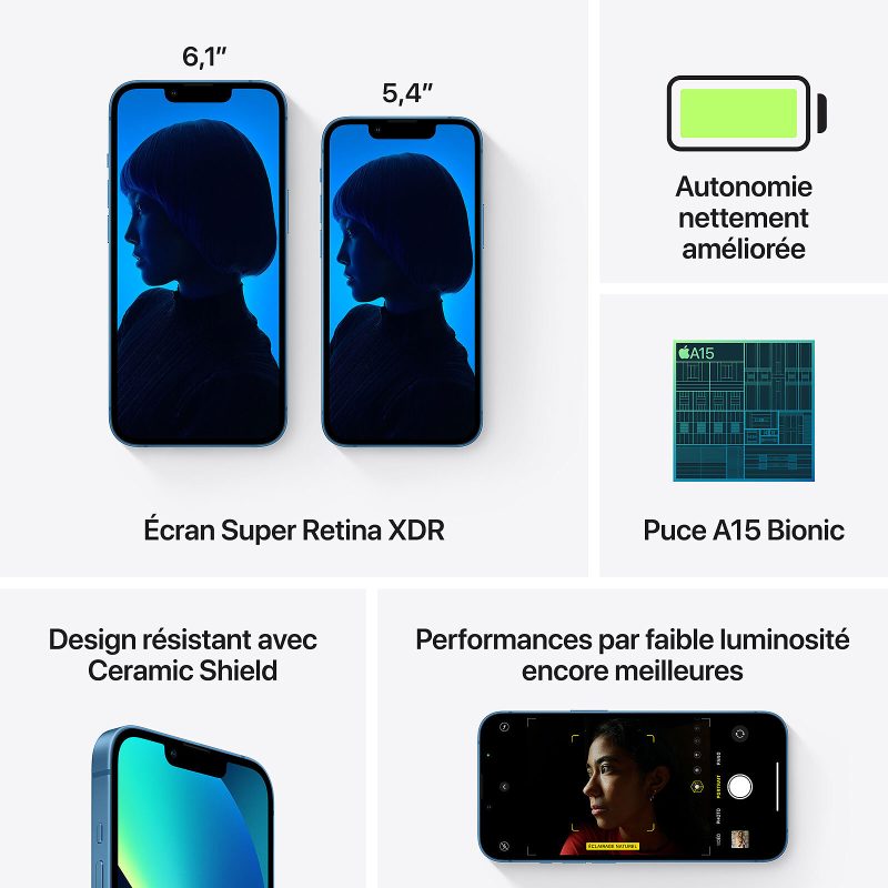 Apple iPhone 13 128 go bleu caractéristiques