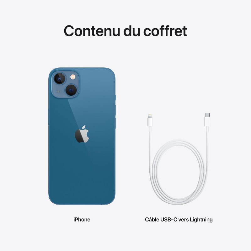 Apple iPhone 13 128 go bleu contenu du coffret