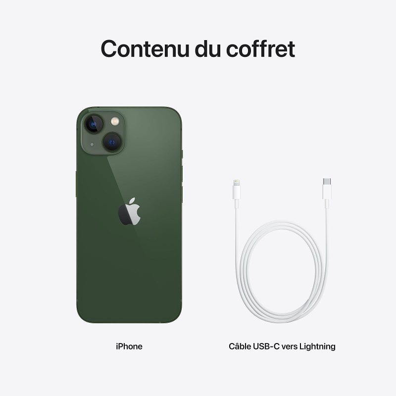 Apple iPhone 13 128 go vert Contenu du coffret