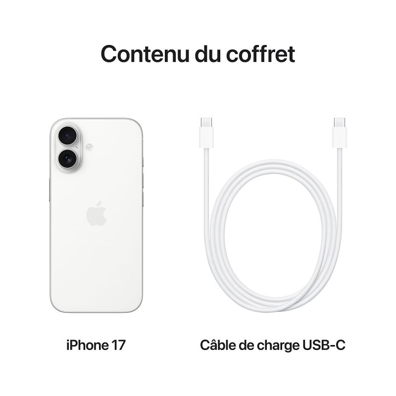 Apple iPhone 17 Blanc contenu coffret
