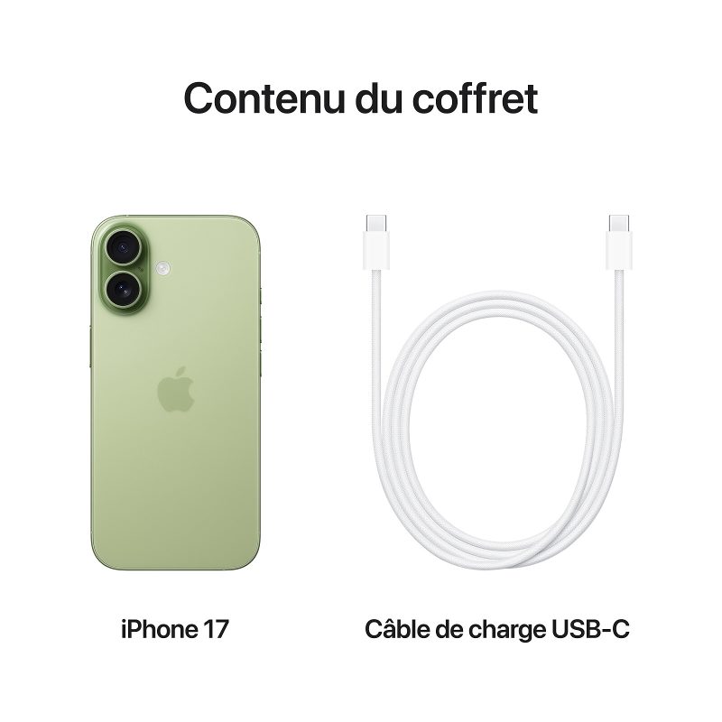 Apple iPhone 17 Sauge contenu coffret