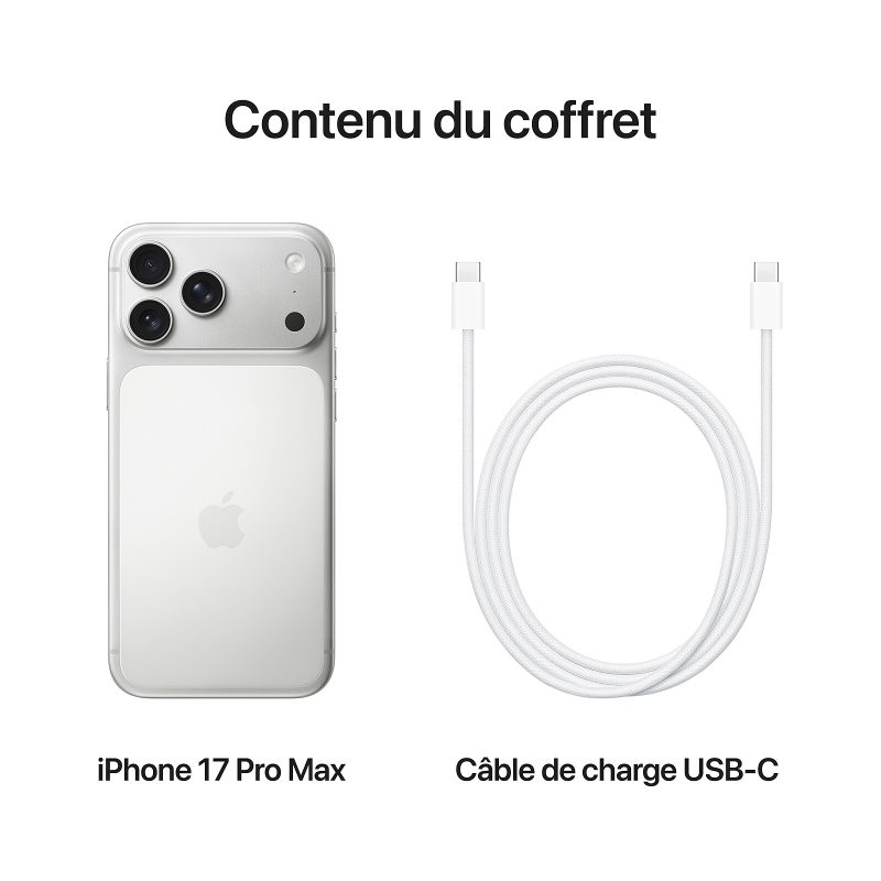Apple iPhone 17 Pro Argent contenu coffret