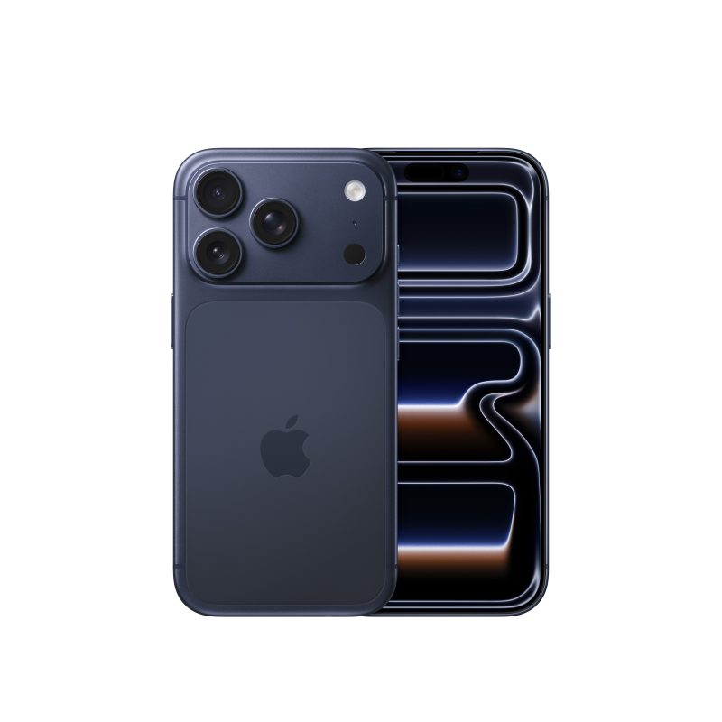 iPhone 17 Pro Bleu intense, vue avant et arrière