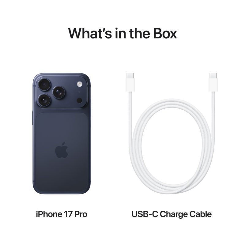 Contenu du coffret : iPhone 17 Pro et câble de charge USB-C