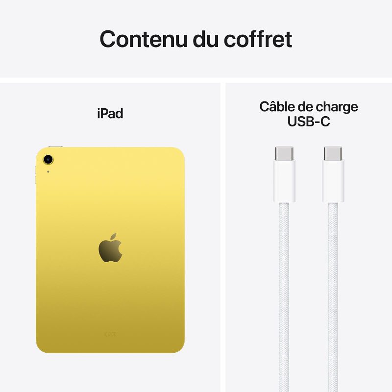 Apple iPad A16 (2025) Jaune Contenu coffret