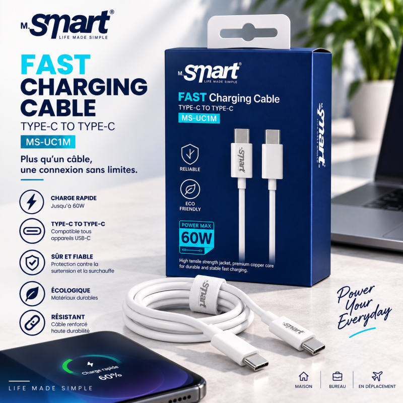 Mr SMART_FAST CHARGING CABLE TYPE-C TO TYPE-C MS-UC 1M