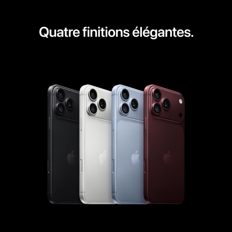 Quatre finitions : noir, argent, bleu ciel et bordeaux