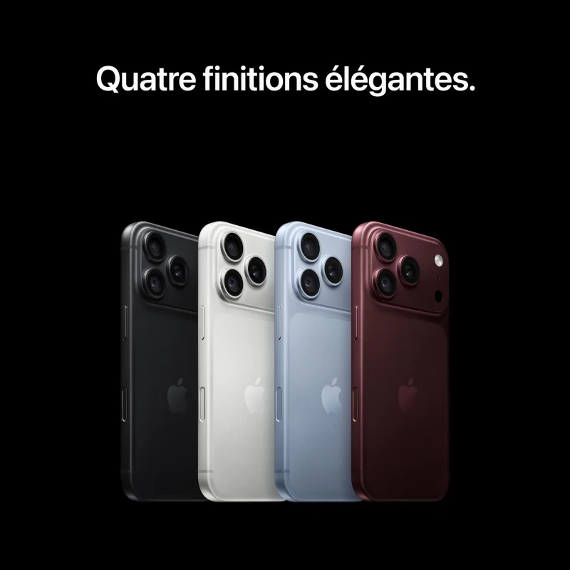 Quatre finitions : noir, argent, bleu ciel et bordeaux