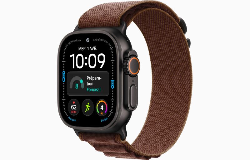 Apple Watch Ultra 4 GPS + Cellular 49 mm Titane noir Boucle Bordeaux