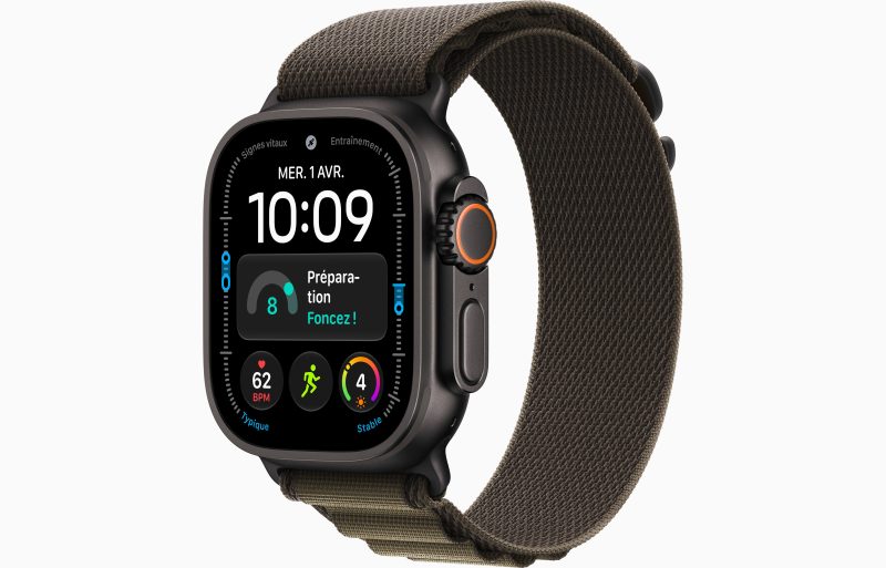 Apple Watch Ultra 4 GPS + Cellular 49 mm Titane noir Boucle Olive Sombre
