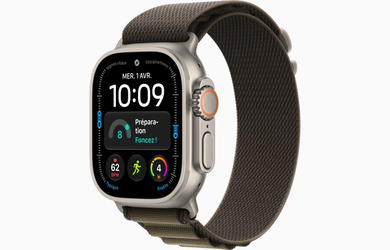 Apple Watch Ultra 4 GPS + Cellular 49 mm Titane naturel Boucle Olive Sombre