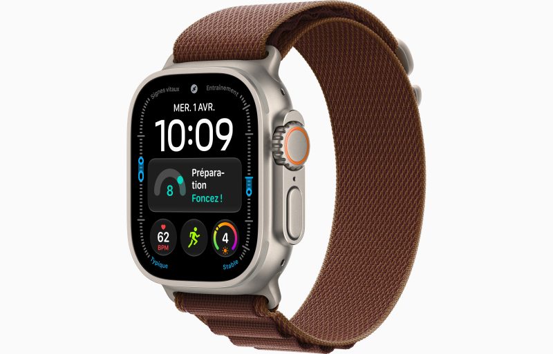 Apple Watch Ultra 4 GPS + Cellular 49 mm Titane naturel Boucle Bordeaux