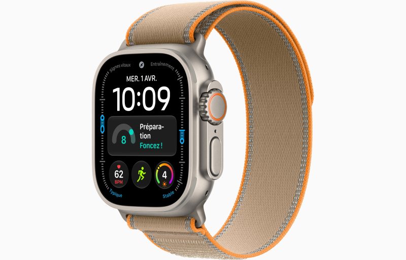 Apple Watch Ultra 4 GPS + Cellular 49 mm Titane naturel Boucle Trail Sable