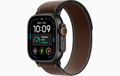 Apple Watch Ultra 4 GPS + Cellular 49 mm Titane Noir Boucle Trail Terre d’ombre foncée