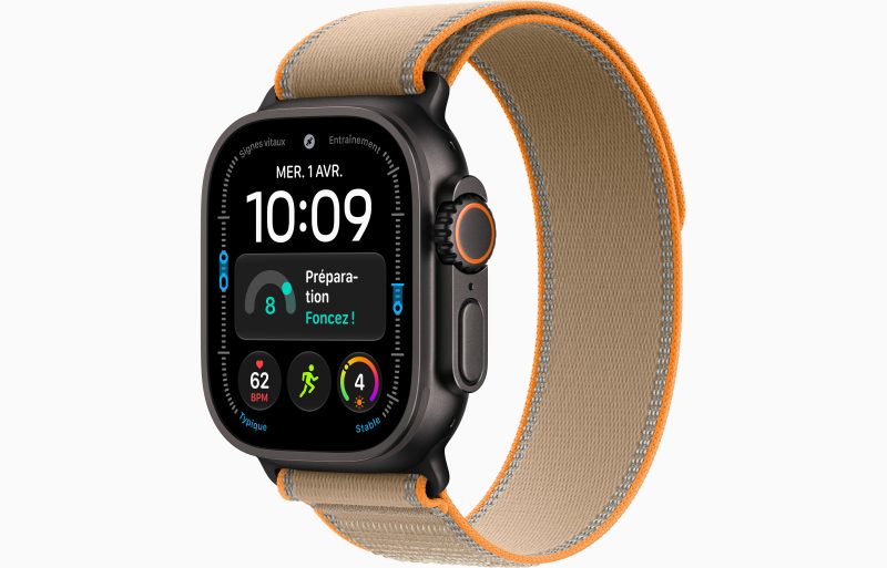 Apple Watch Ultra 4 GPS + Cellular 49 mm Titane Noir Boucle Trail Sable