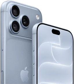 iPhone 18 Pro, glacier, vue avant et arrière montrant le Ceramic Shield, le système caméra à trois objectifs