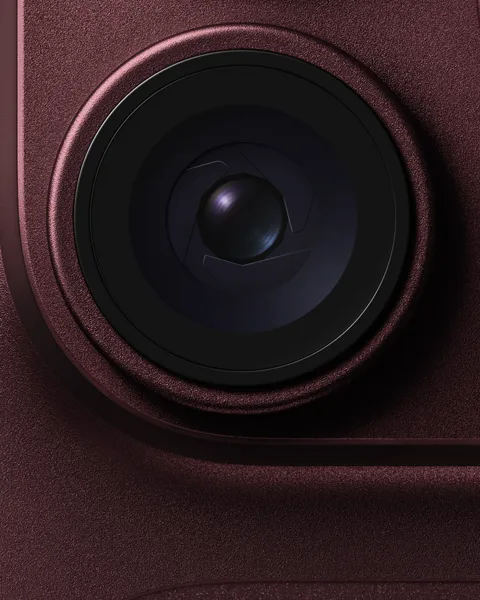 Objectif à ouverture variable de la caméra principale présenté sur un iPhone 18 Pro bordeaux