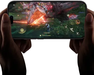 iPhone 18 Pro, face avant, montrant les performances de la puce A20 Pro avec une scène de Monster Hunter Outlanders